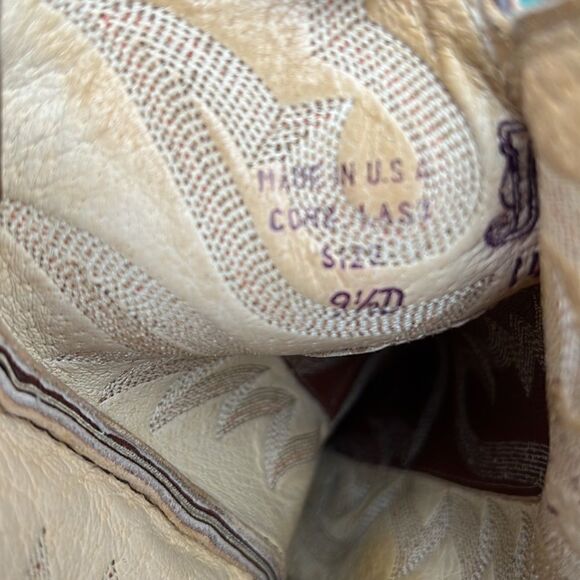 Justin Boots Vintage men’s Western Cowboy Size 19.5D Style 1443 USA Camel - Picture 11 of 11